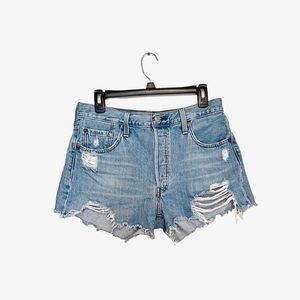 Levi’s 501 Destroyed High Waisted Mom Jean Shorts
